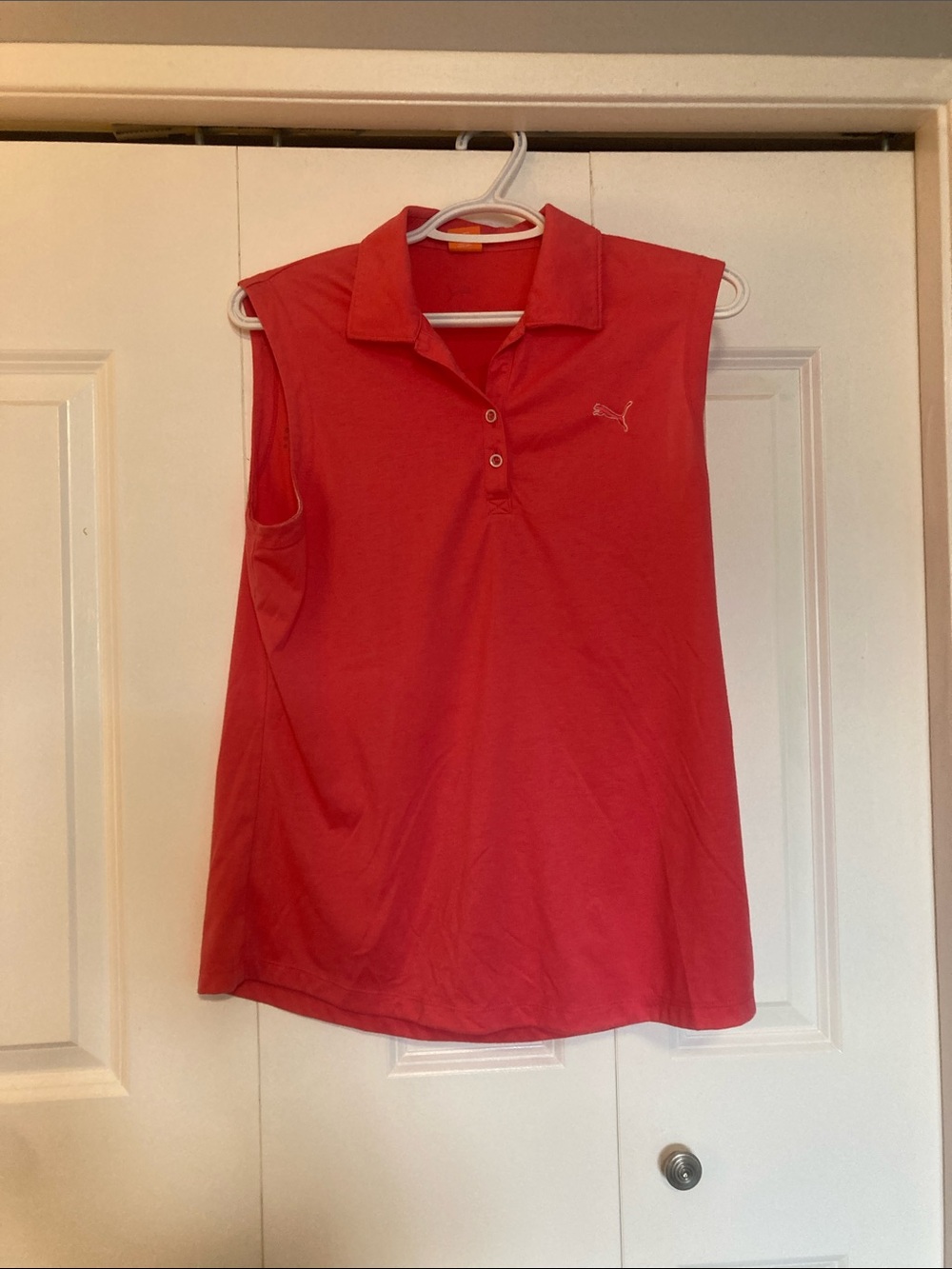 Puma Women's Red Sleeveless Polo Top